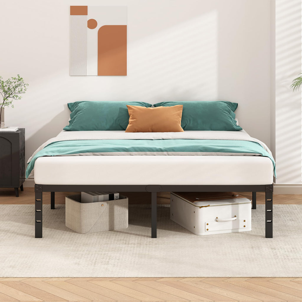 14 Inch Tall Black Metal Platform Twin Size Bed Frame C9389