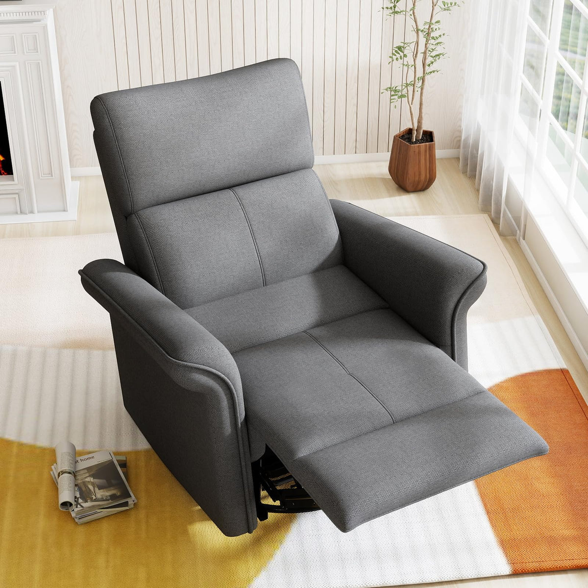 Velvet Grey Swivel Rocker Recliner Chair V884168