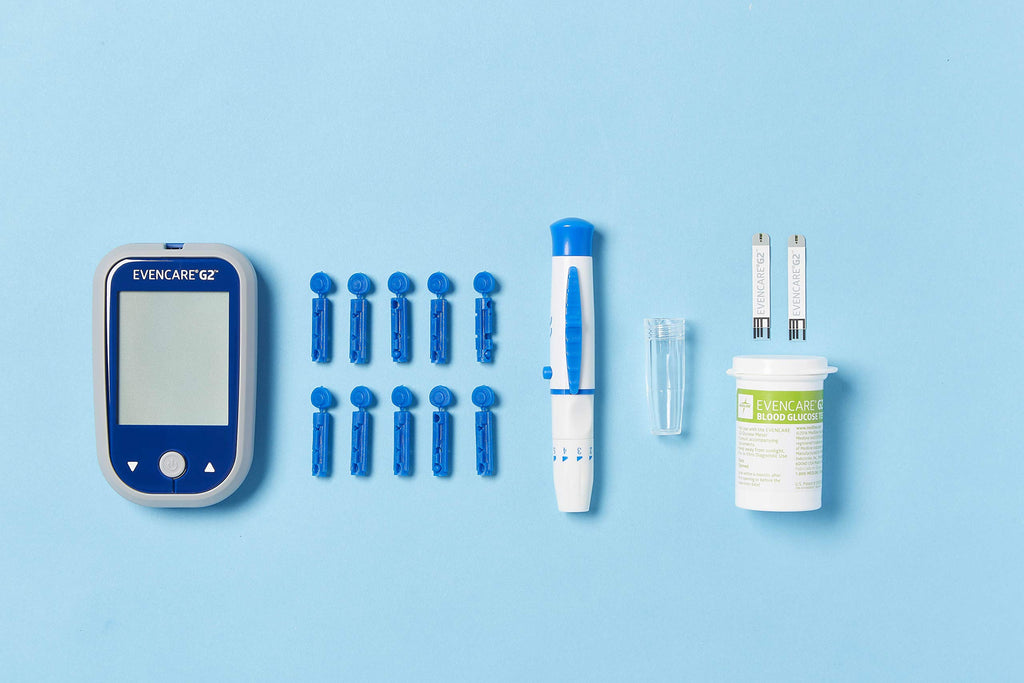 Blood Glucose Monitor Starter Kit with Lancing Device, Lancets, Test Strips, Carrying Case J958