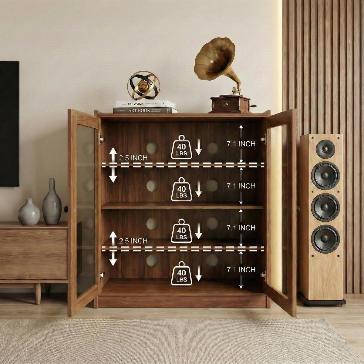 Audio Stereo Cabinet with Glass Doors D45731