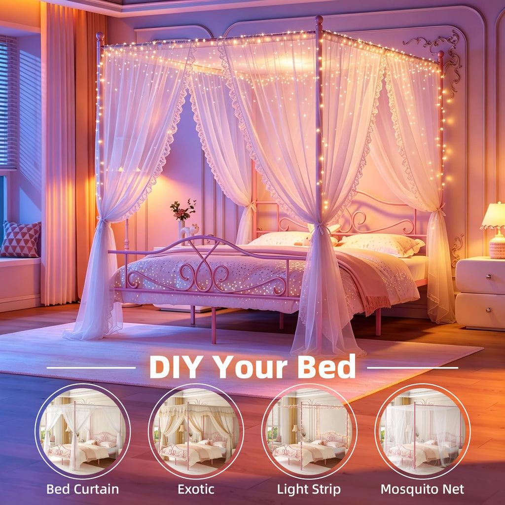 Full Size Canopy Bed Frame with 4 Posters T27681