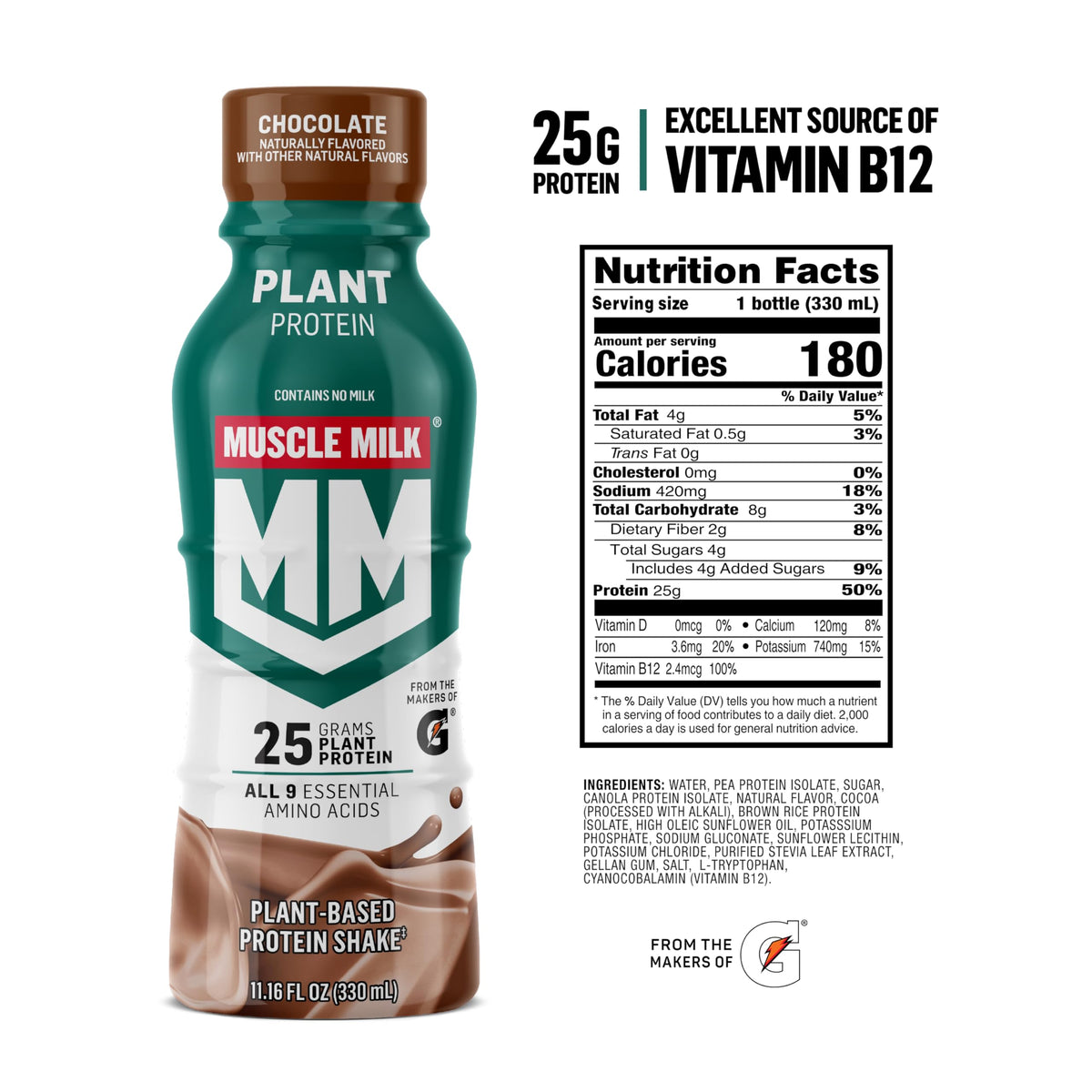 Plant Based Protein Shake Chocolate 11.16 Fl Oz Pack of 12 A7905