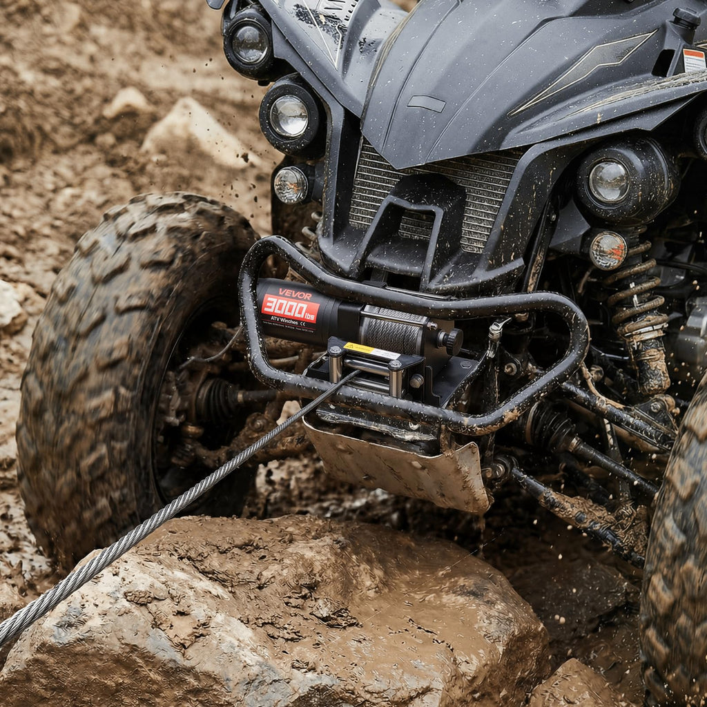 12V DC Electric Winch with Steel Wire Rope and Wired Remote Control I194506