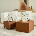 Brown Rolling Leather Coffee Table Set of 2 E140