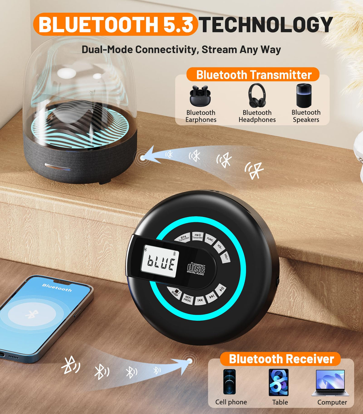 Portable CD Player with Speaker Bluetooth Q609843