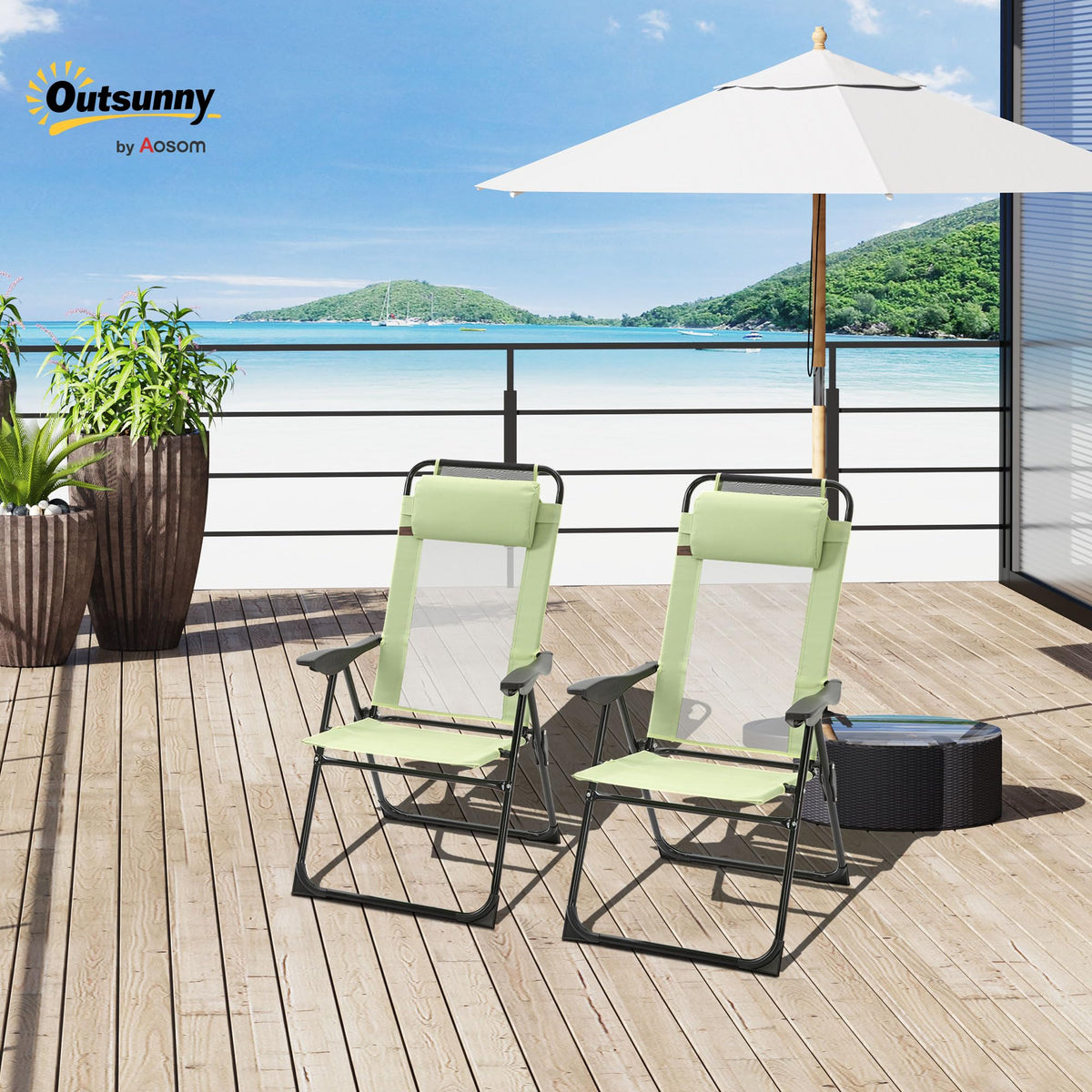 Folding Patio Dining Chairs Set of 2 Green E299055