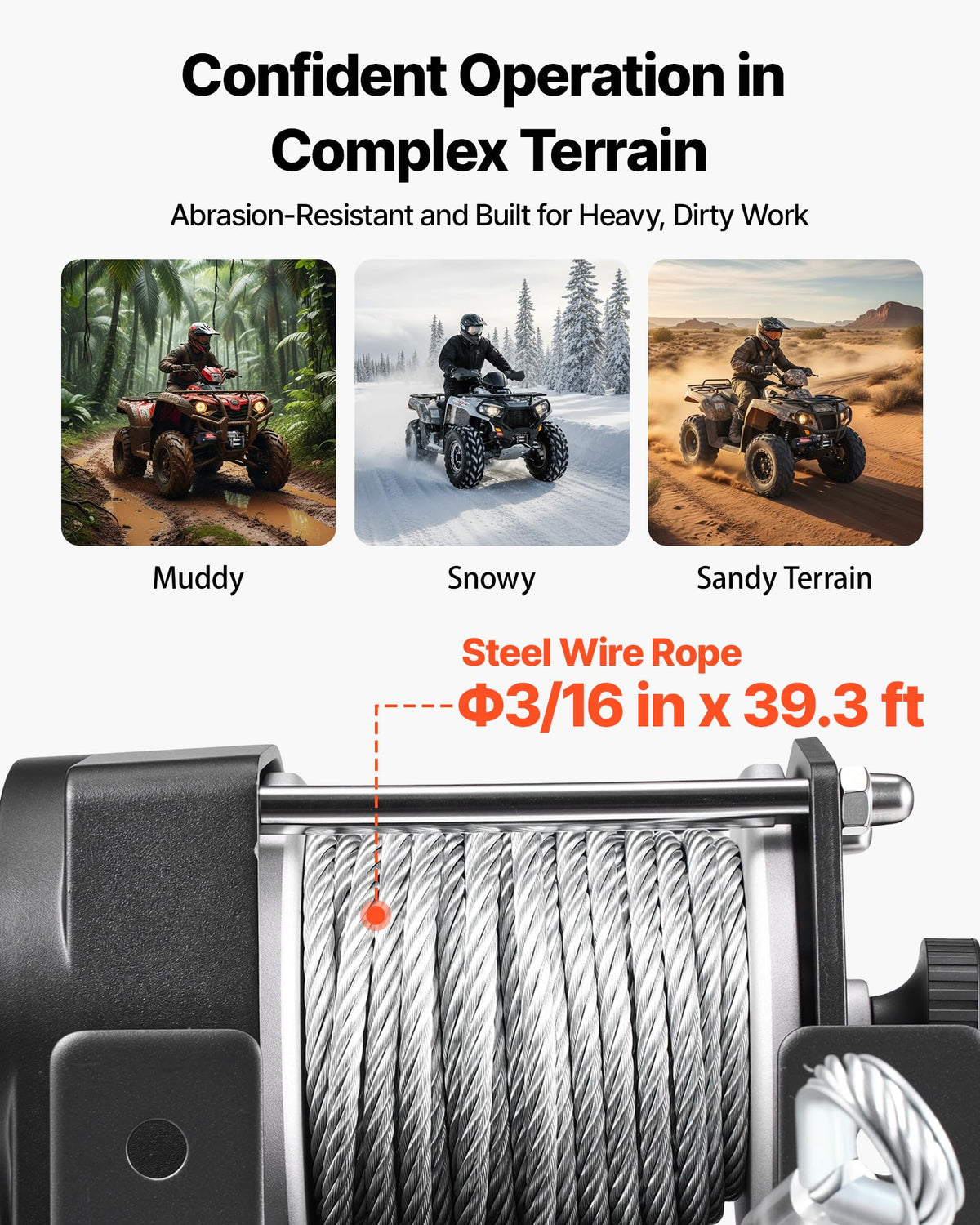 12V DC Electric Winch with Steel Wire Rope and Wired Remote Control I194506