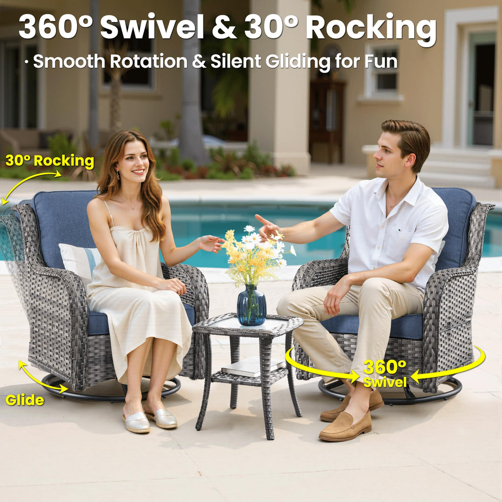 5-Piece Outdoor Wicker Sofa Set with Swivel Chairs C660419