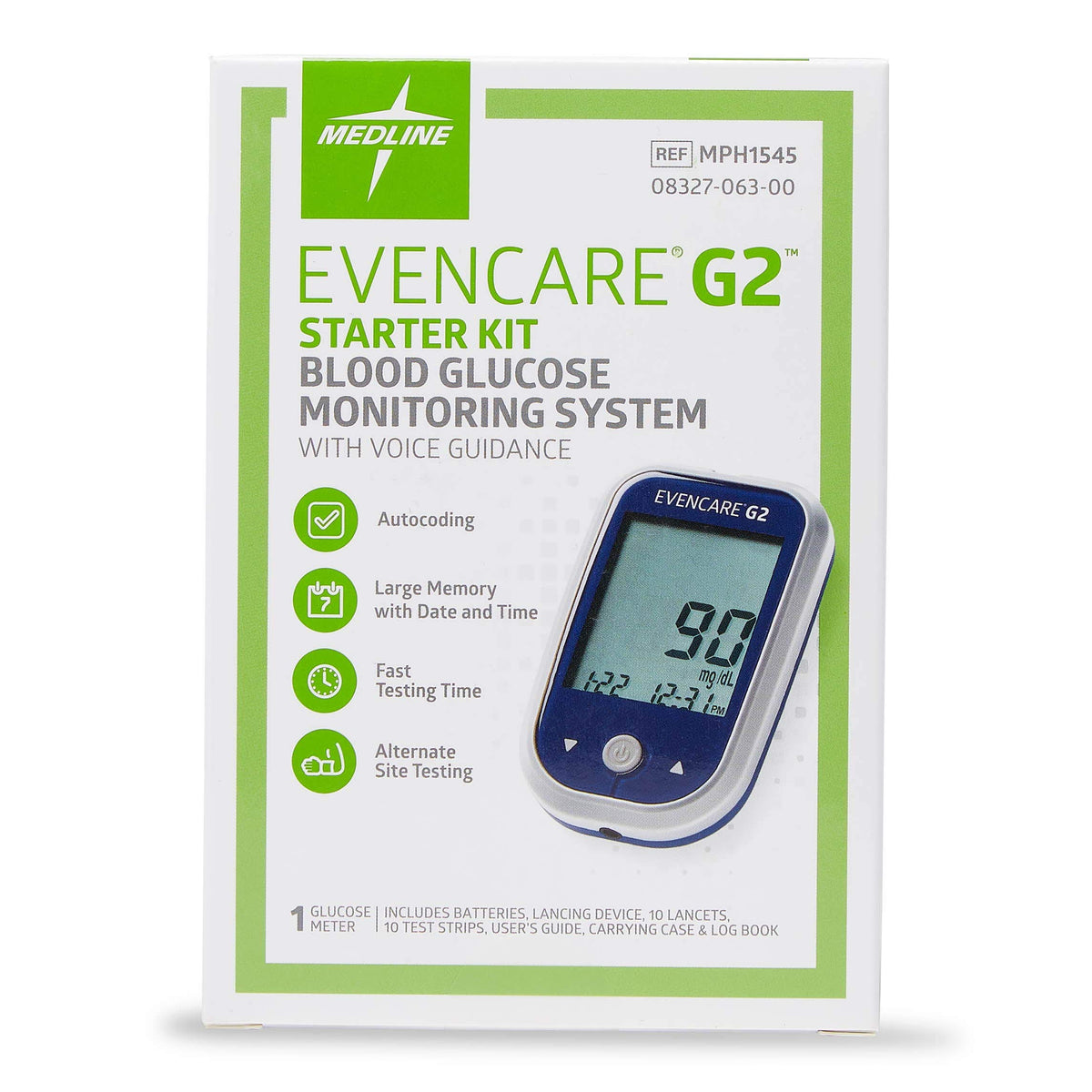Blood Glucose Monitor Starter Kit with Lancing Device, Lancets, Test Strips, Carrying Case J958