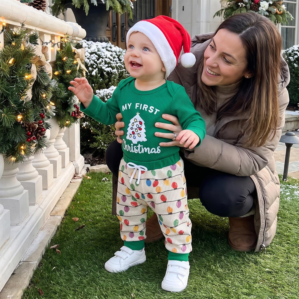 Baby Boy Christmas Outfit Romper Pants Hat G51681