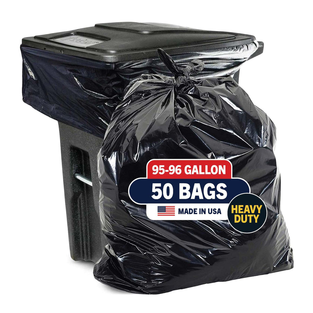 95-96 Gallon Heavy Duty Black Garbage Bags 50 Count T642