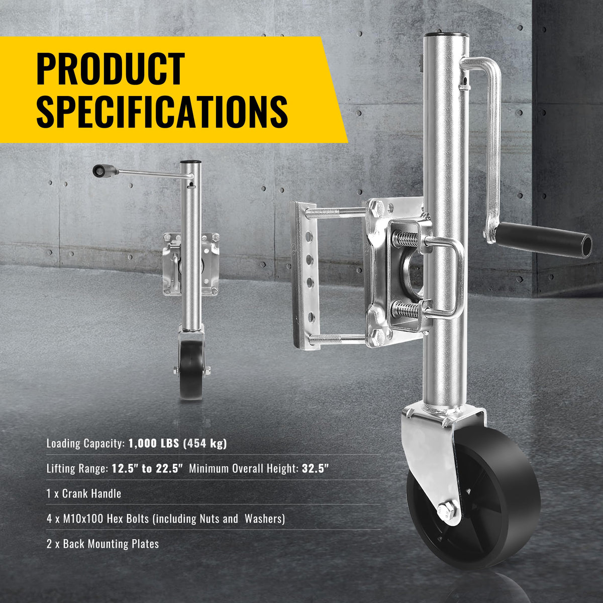 10" 1,000 lb Capacity Trailer Jack with Wheel N428