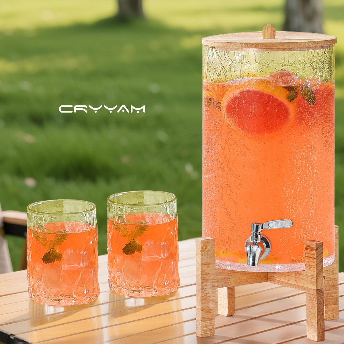 2 Gallon Glass Drink Dispenser with Stand F7002
