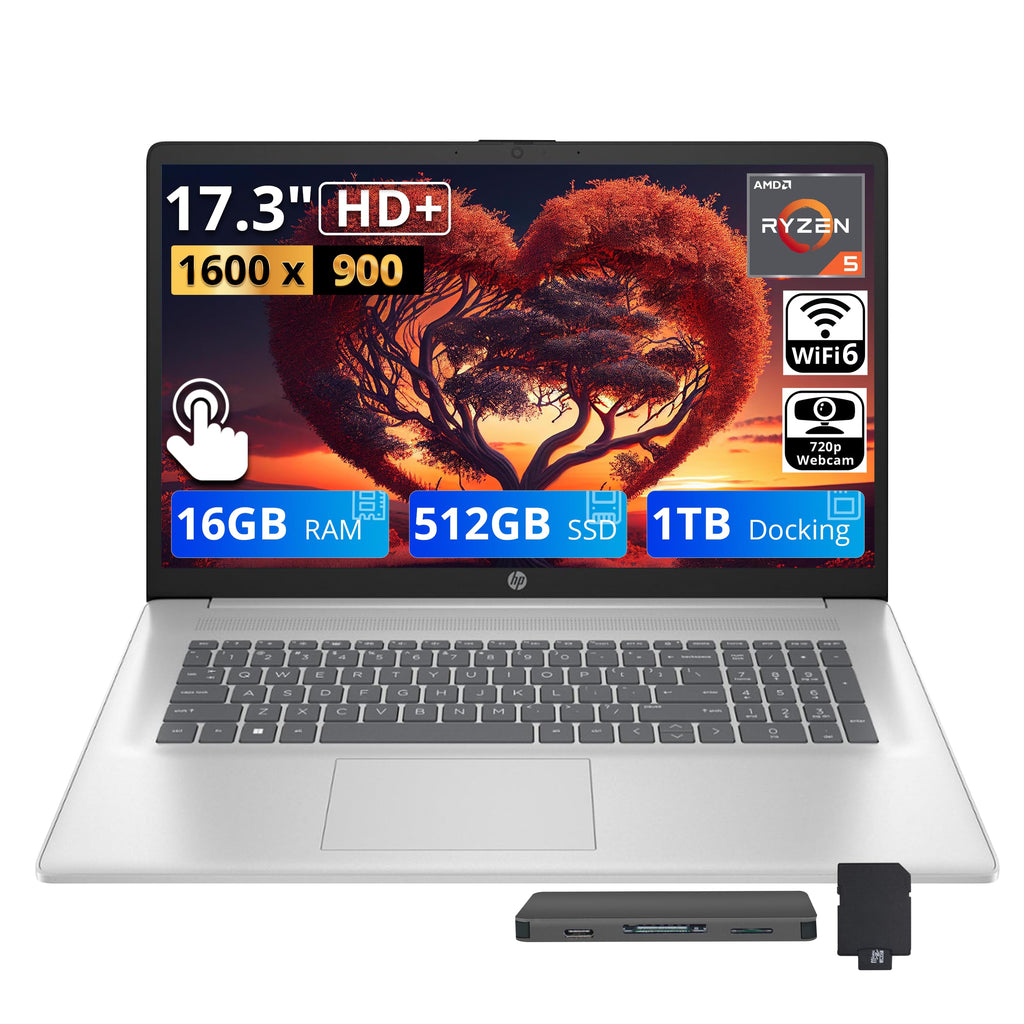 17.3" HD+ Touchscreen Laptop, AMD Ryzen 5, 16GB RAM, 1.5TB Storage, Silver N4822