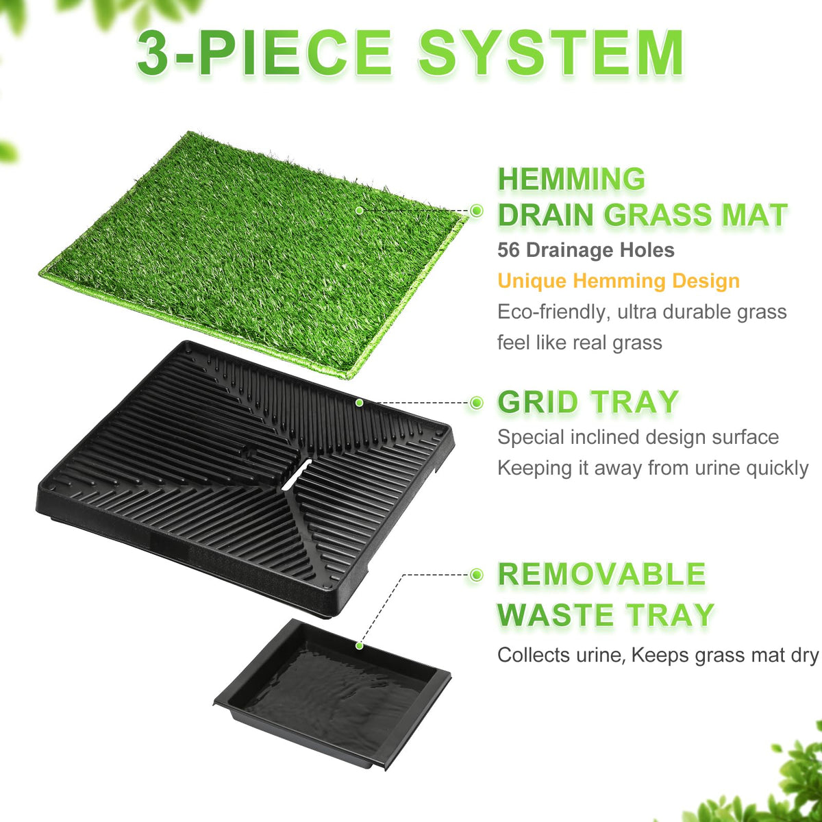 Dog Toilet Indoor Puppy Training Pad with Artificial Turf, 25"×20" D5346