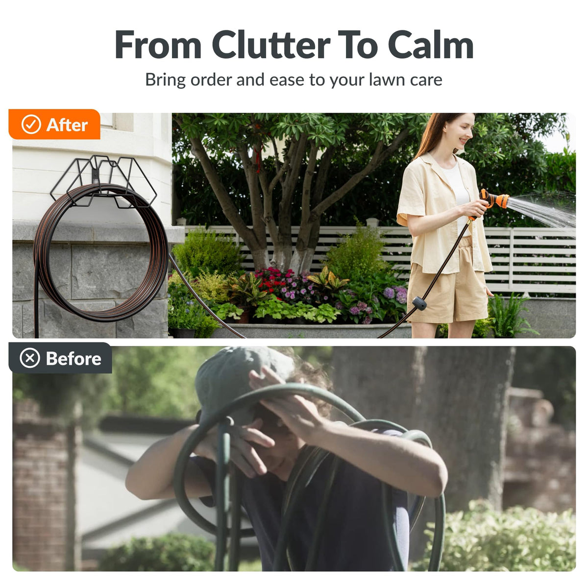Garden Hose 100ft and Wall-Mount Garden Hose Holder G853511