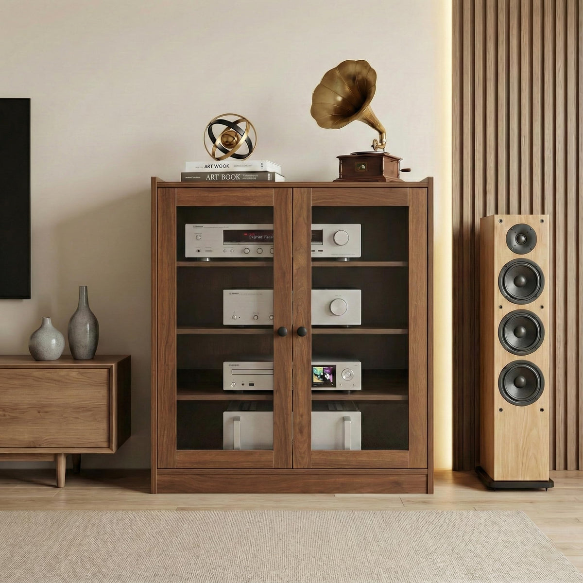 Audio Stereo Cabinet with Glass Doors D45731