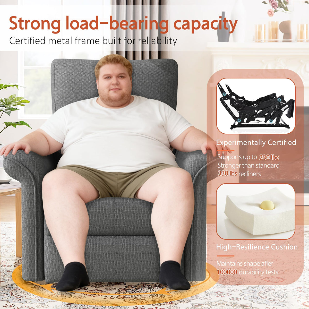Velvet Grey Swivel Rocker Recliner Chair V884168