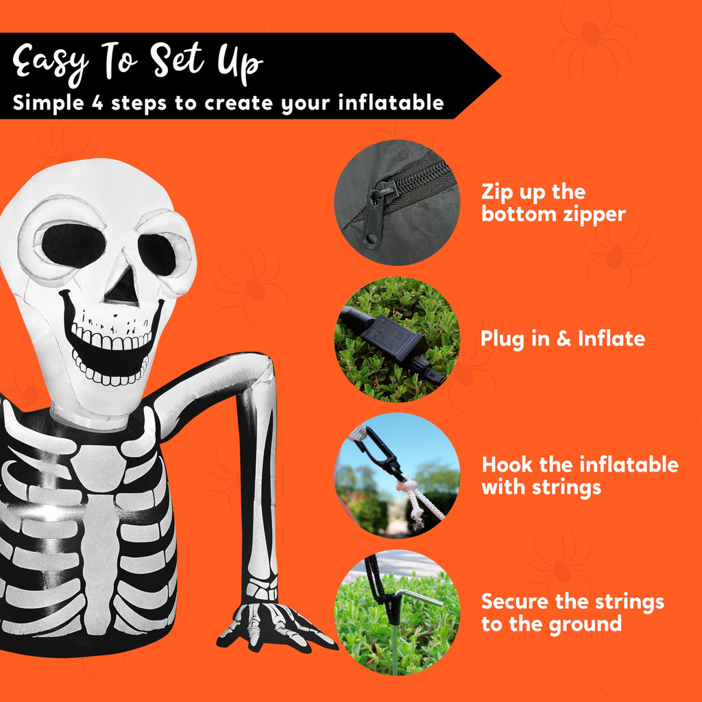 5.5 FT Long Inflatable Skeleton Outdoor Decoration with LEDs S734