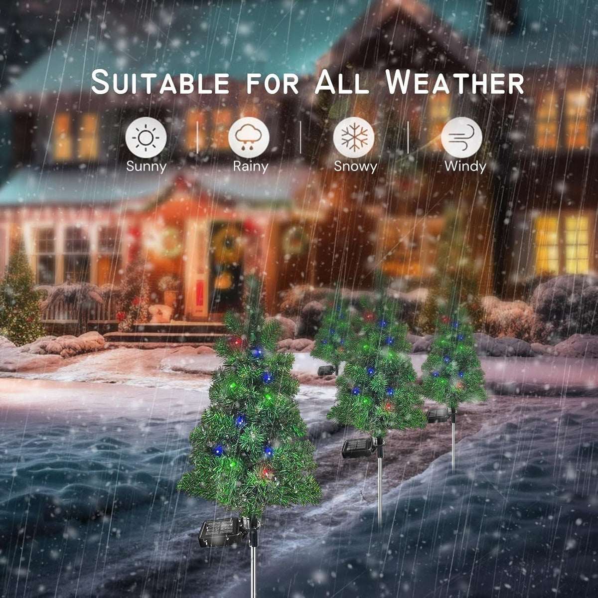Solar Christmas Tree Garden Stake Lights Outdoor Waterproof V2528