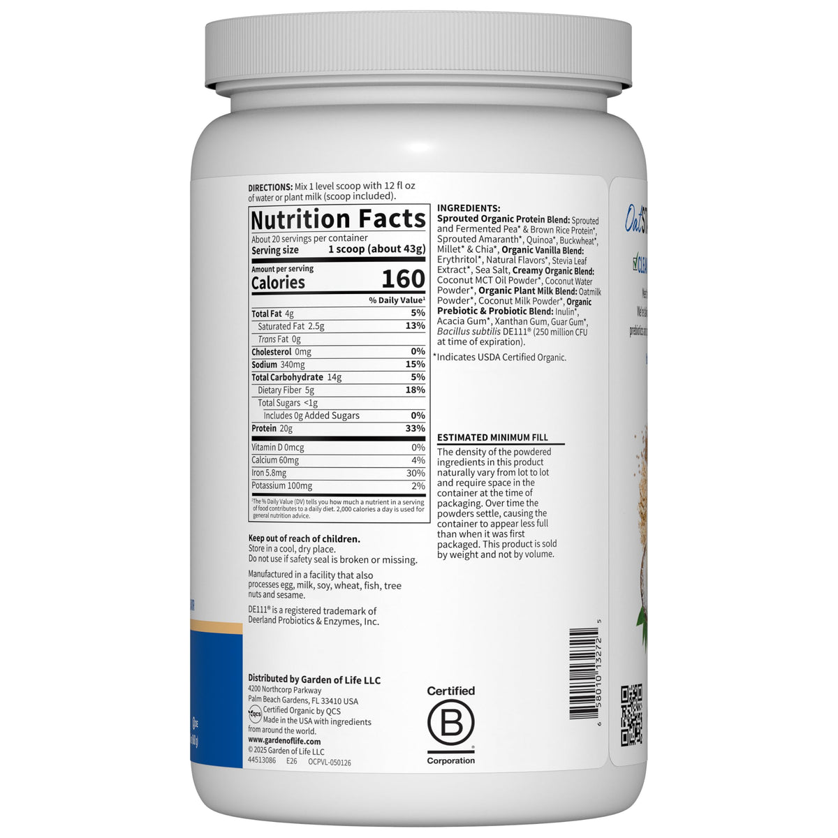 Vanilla Cookie Plant Protein Powder E522