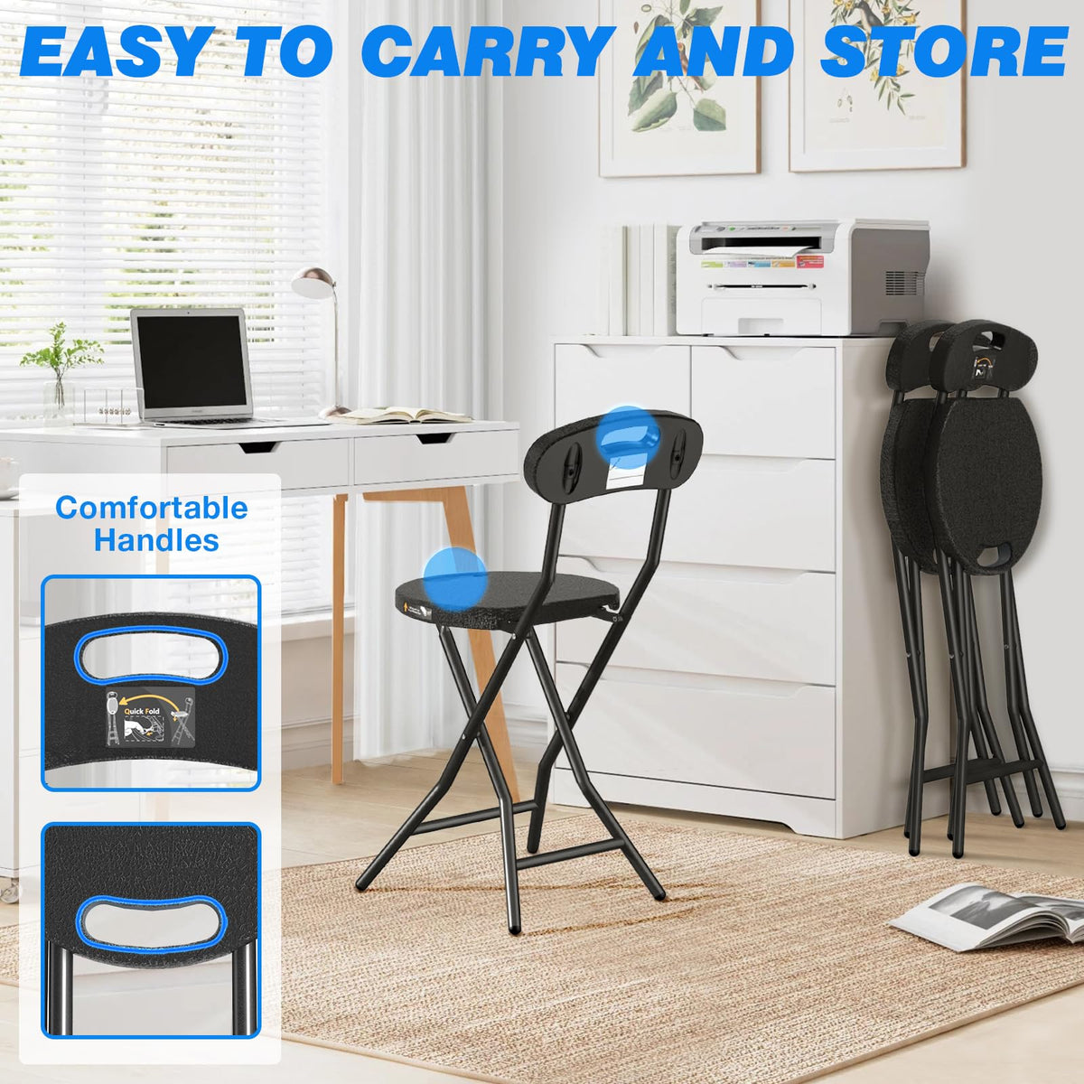 Folding Stool with Back, 18 inch Set of 1 X9061
