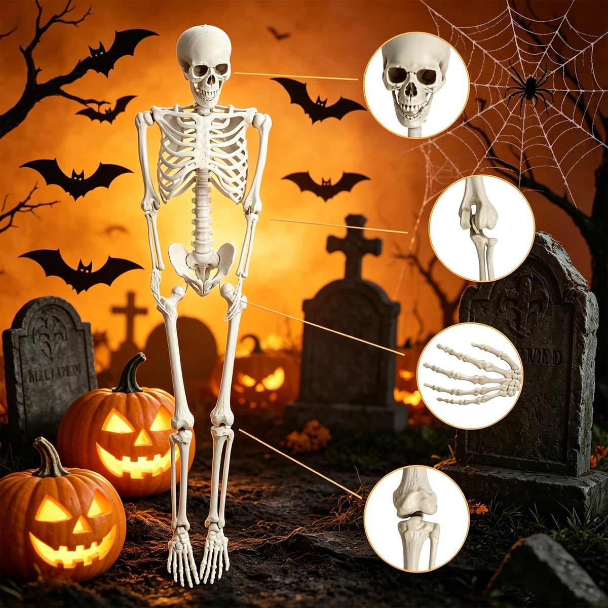 5.4FT Life Size Skeleton with Movable Joints Z3662