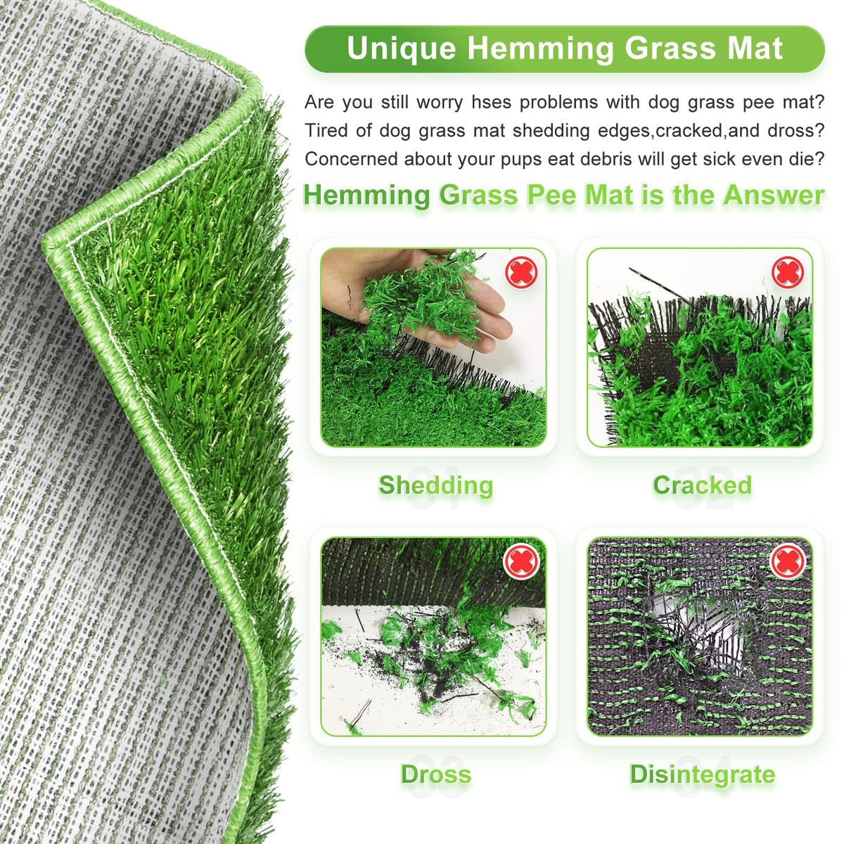 Dog Toilet Indoor Puppy Training Pad with Artificial Turf, 25"×20" D5346