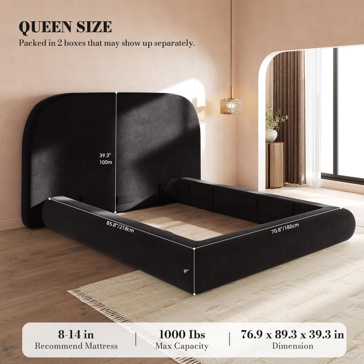 Queen Size Bed Frame with Headboard G348