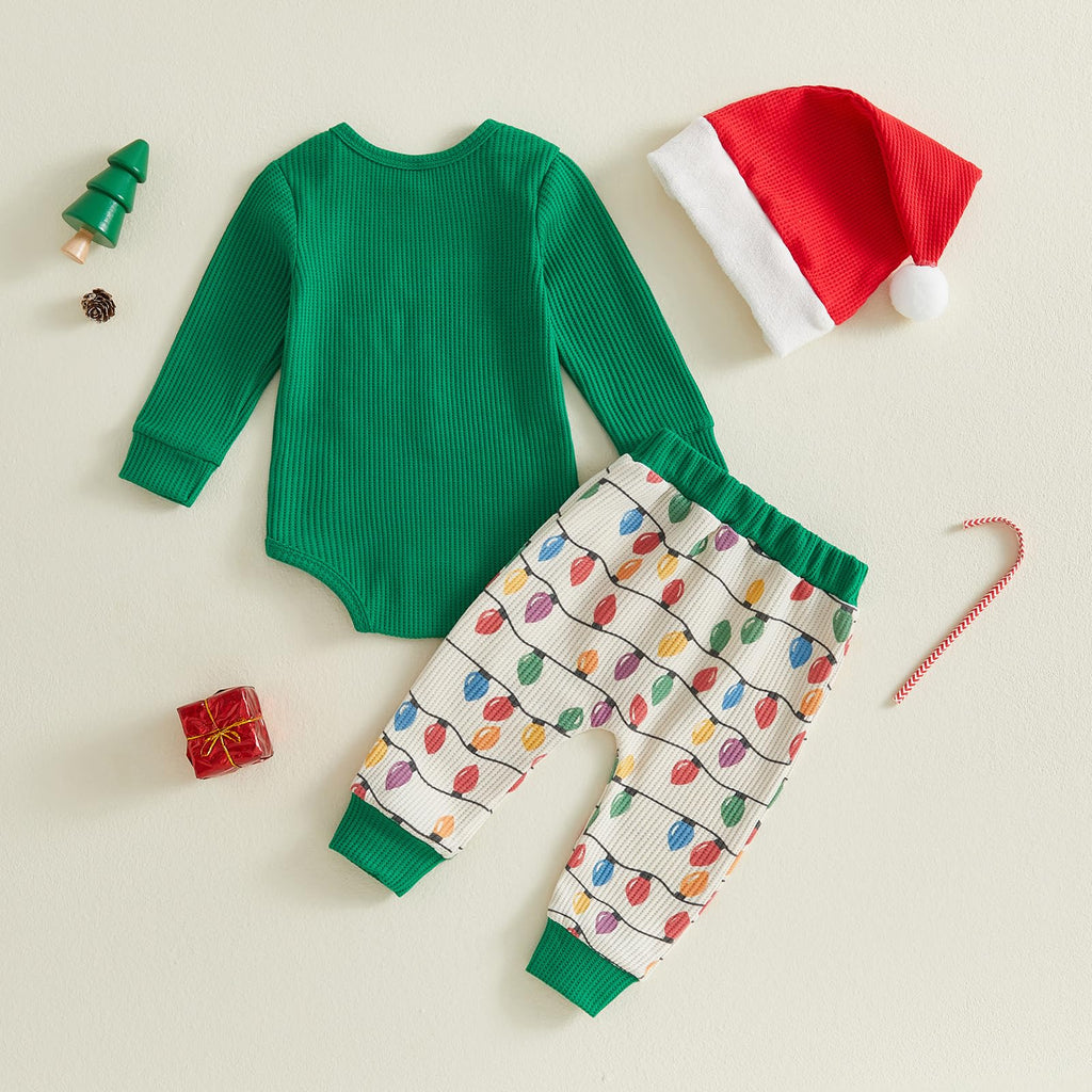 Baby Boy Christmas Outfit Romper Pants Hat G51681