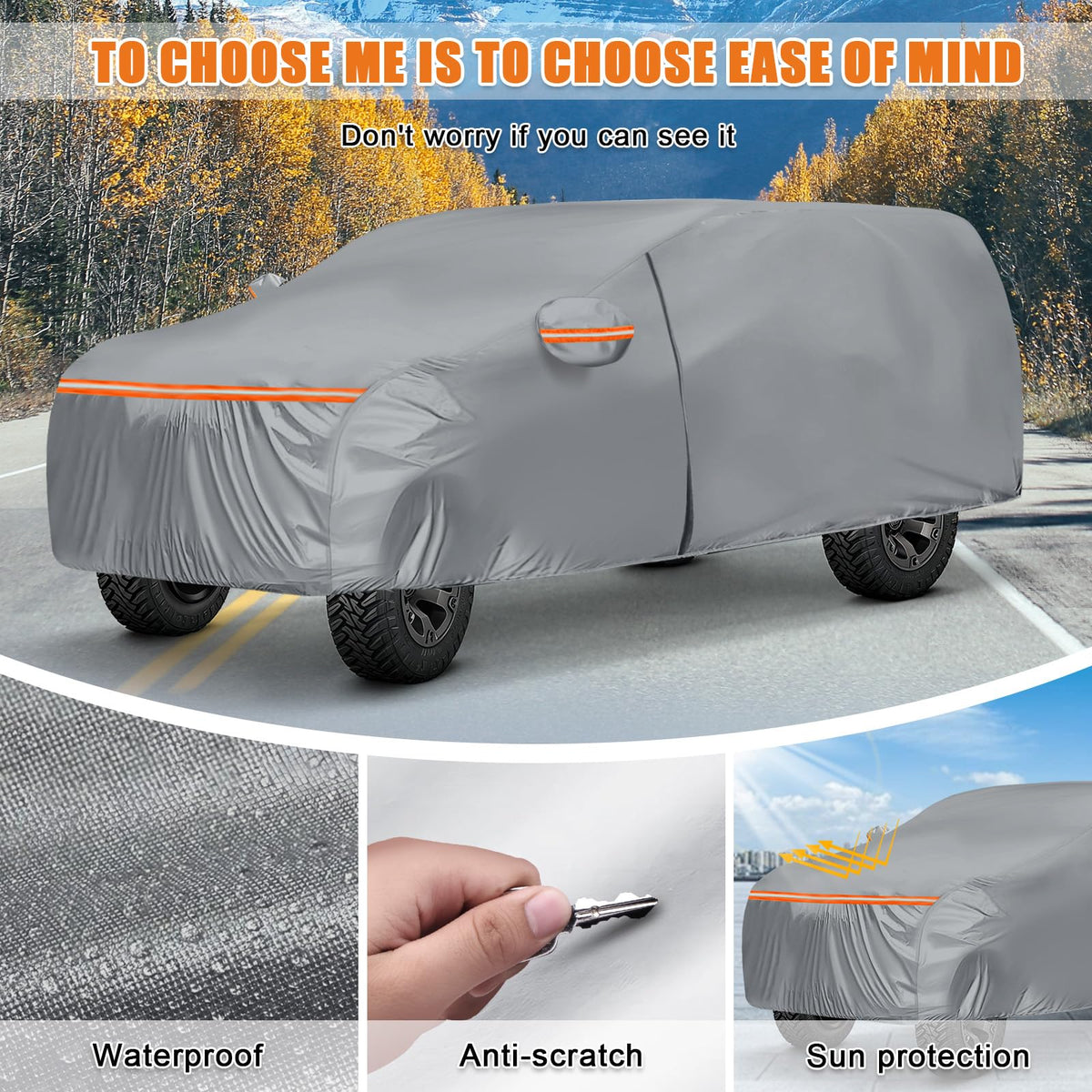 Waterproof Truck Cover for CrewCab 5.5/5.7/5.8 ft with Camper Shell Topper O255