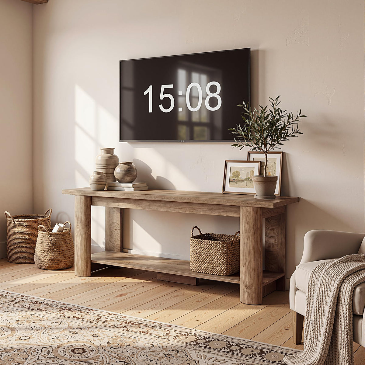 65 Inch Rustic Brown TV Stand W96273