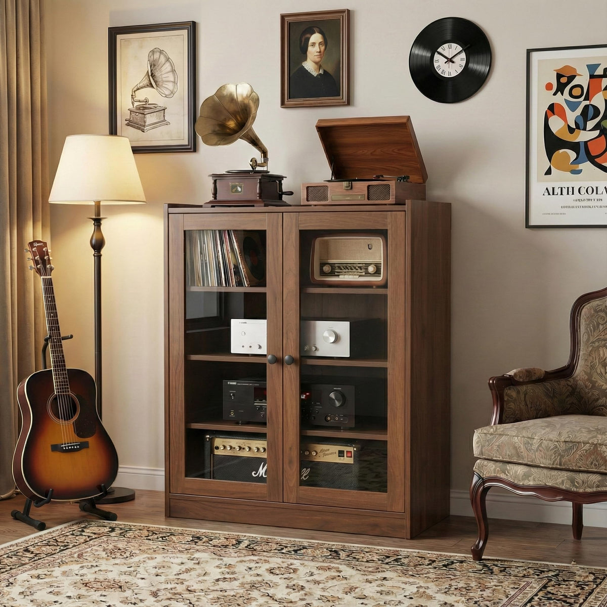 Audio Stereo Cabinet with Glass Doors D45731