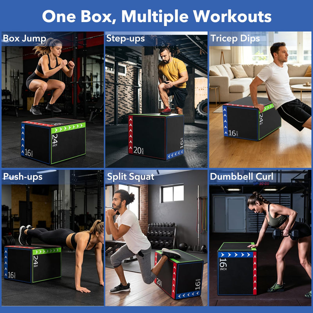 3 in 1 Plyometric Jump Box 16/20/24 Inch Soft Foam L260506