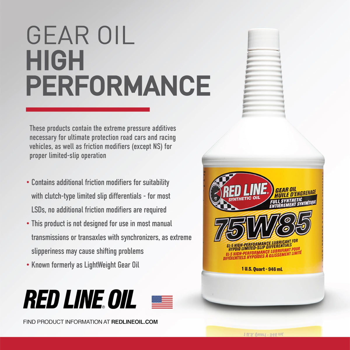 75W85 GL-5 Full Synthetic Gear Oil 1 Gallon X458