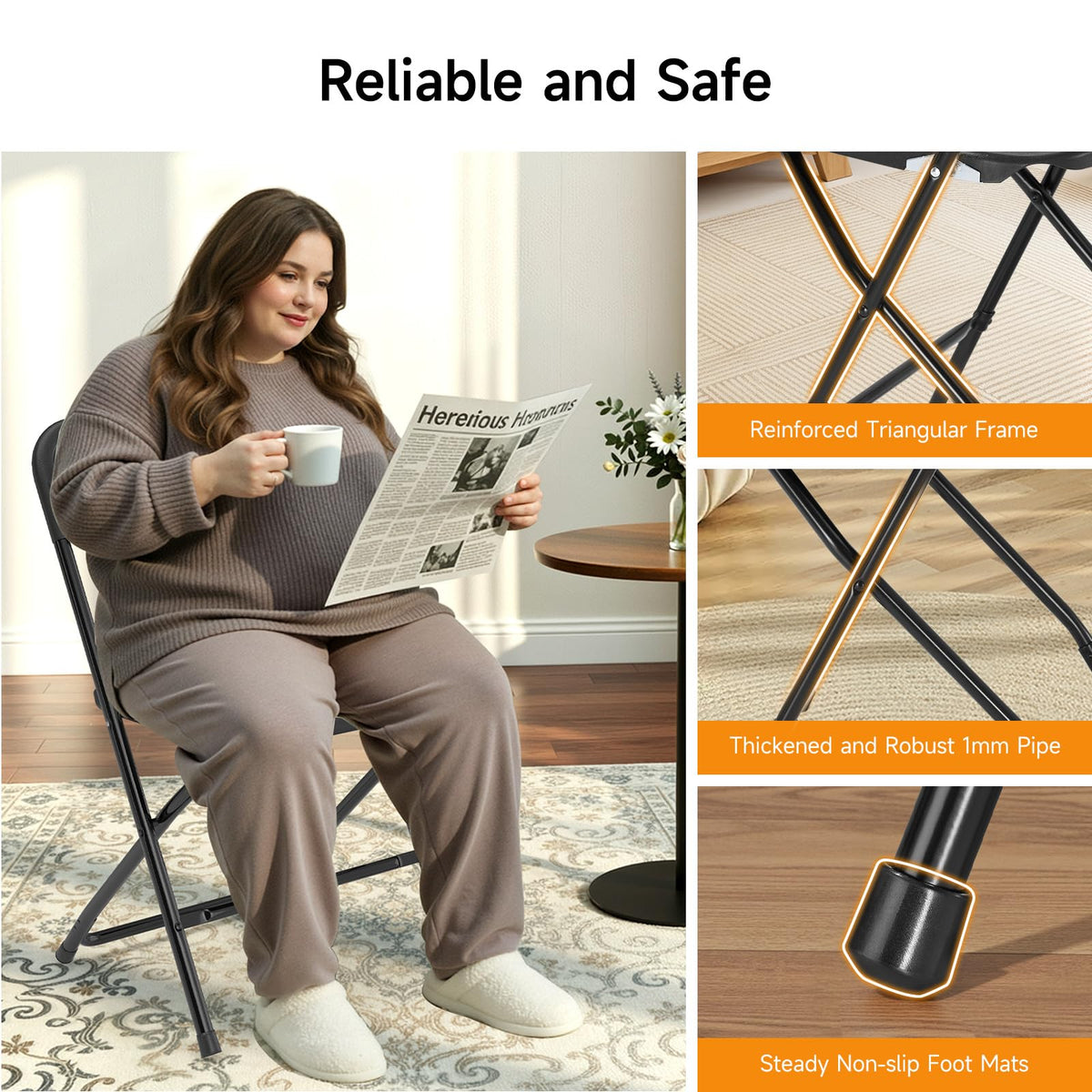Folding Chairs 10 Pack 550LBS Capacity Heavy Duty Black N575522