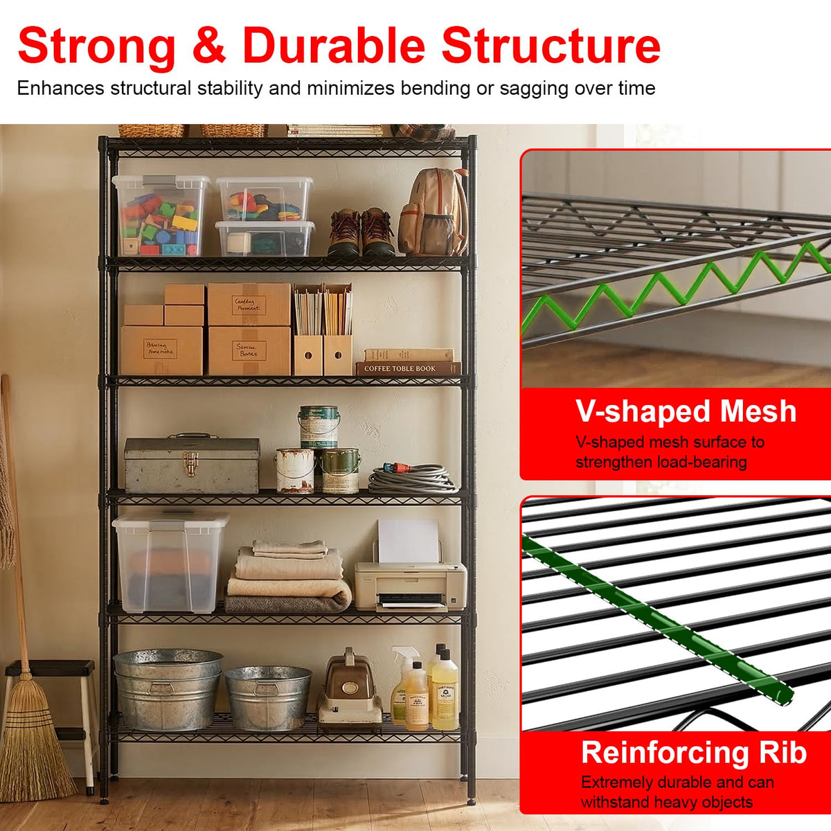 6-Tier Wire Shelf with Wheels T9917