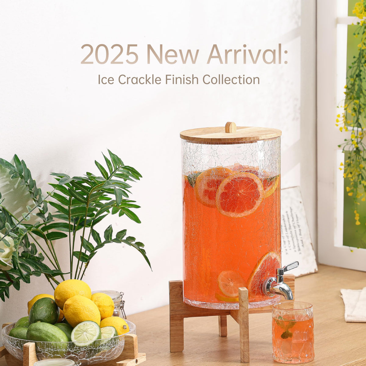 2 Gallon Glass Drink Dispenser with Stand F7002