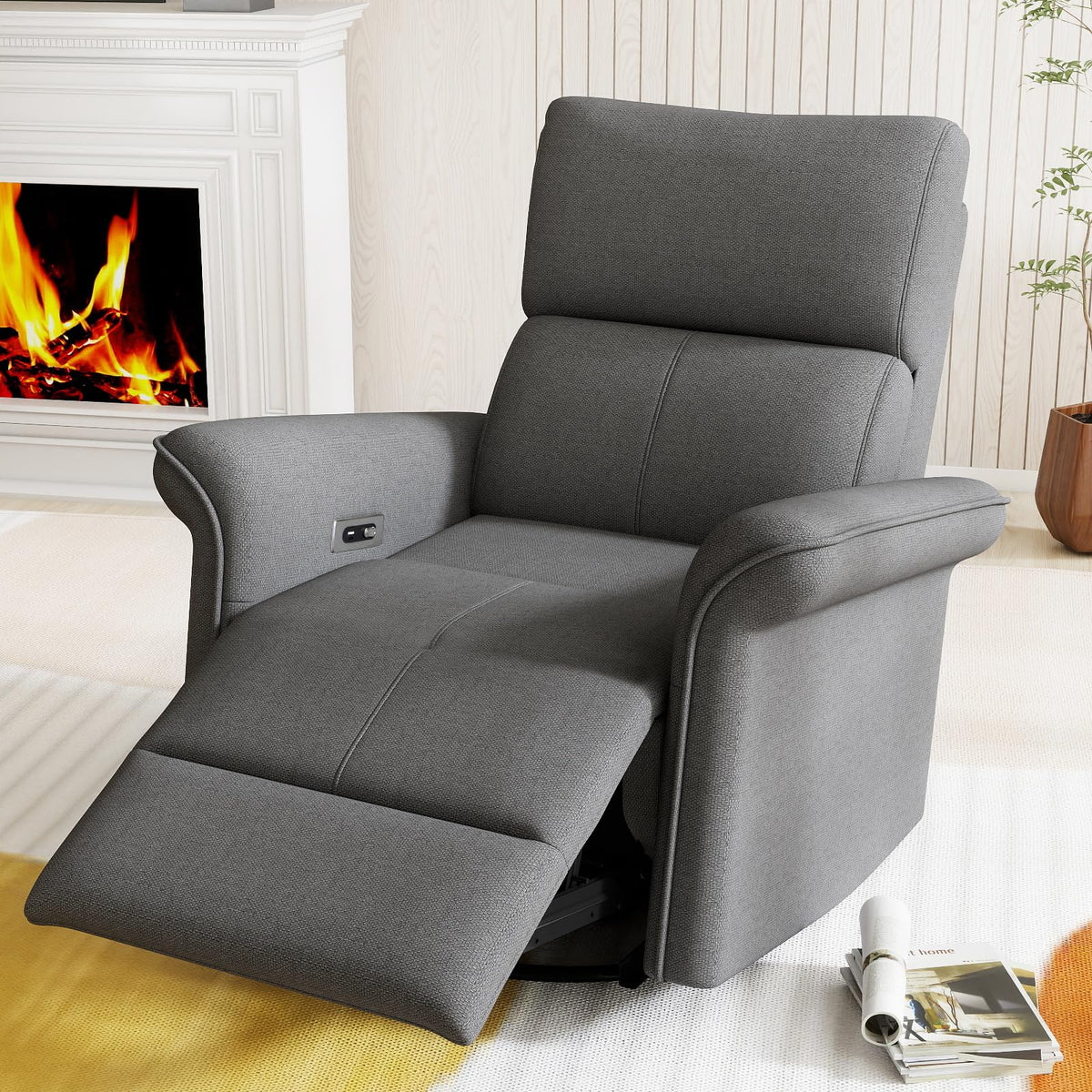 Velvet Grey Swivel Rocker Recliner Chair V884168