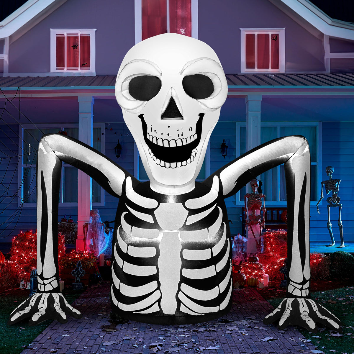 5.5 FT Long Inflatable Skeleton Outdoor Decoration with LEDs S734