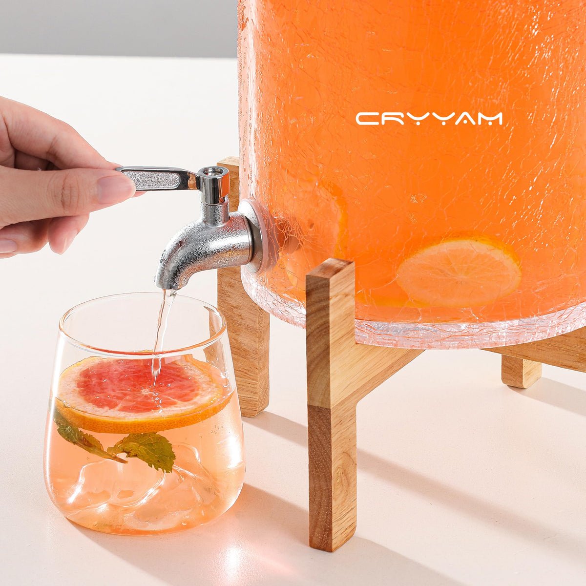 2 Gallon Glass Drink Dispenser with Stand F7002