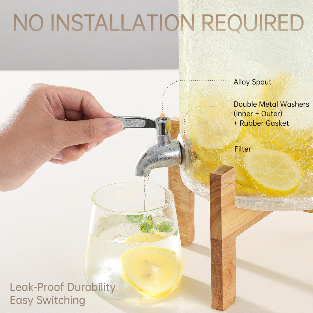 2 Gallon Glass Drink Dispenser with Stand F7002
