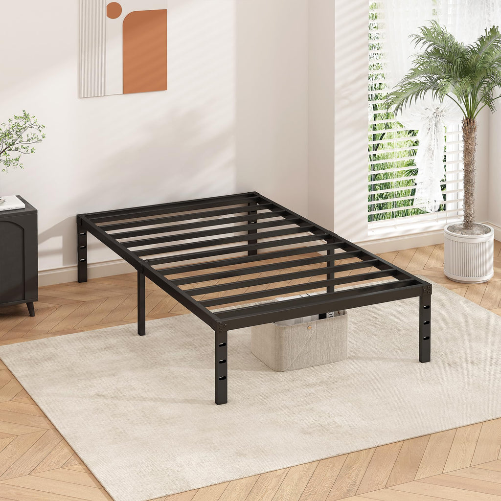 14 Inch Tall Black Metal Platform Twin Size Bed Frame C9389