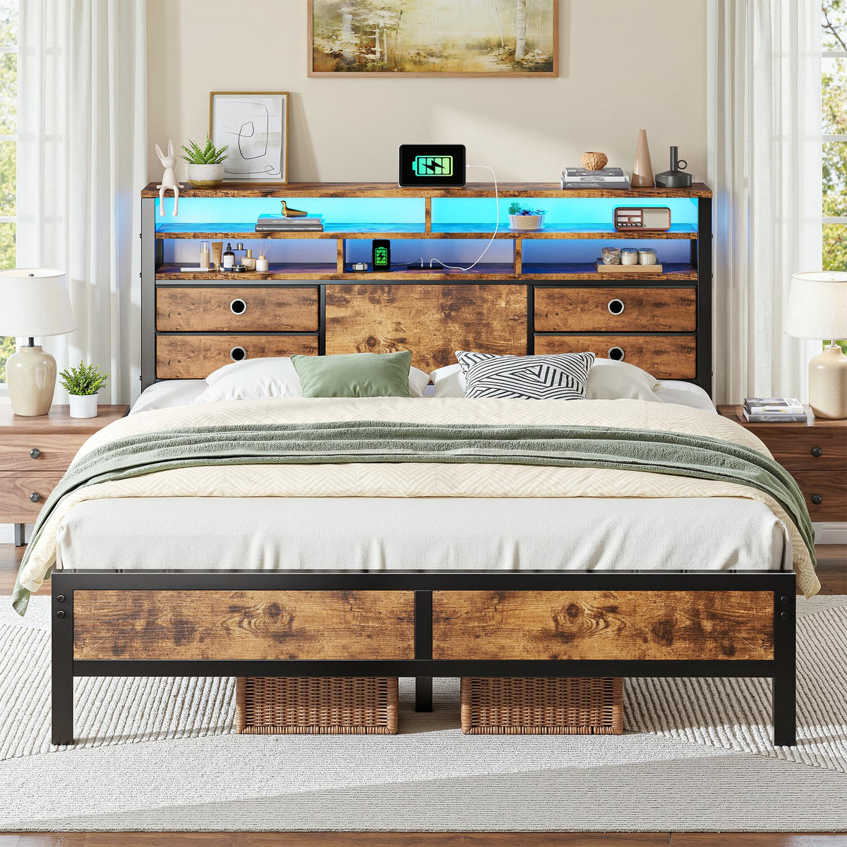 Queen Bed Frame with 4 Drawers I257