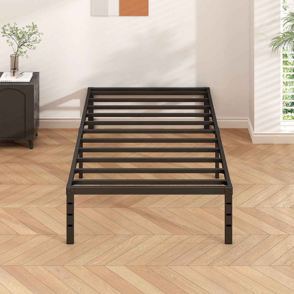 14 Inch Tall Black Metal Platform Twin Size Bed Frame C9389