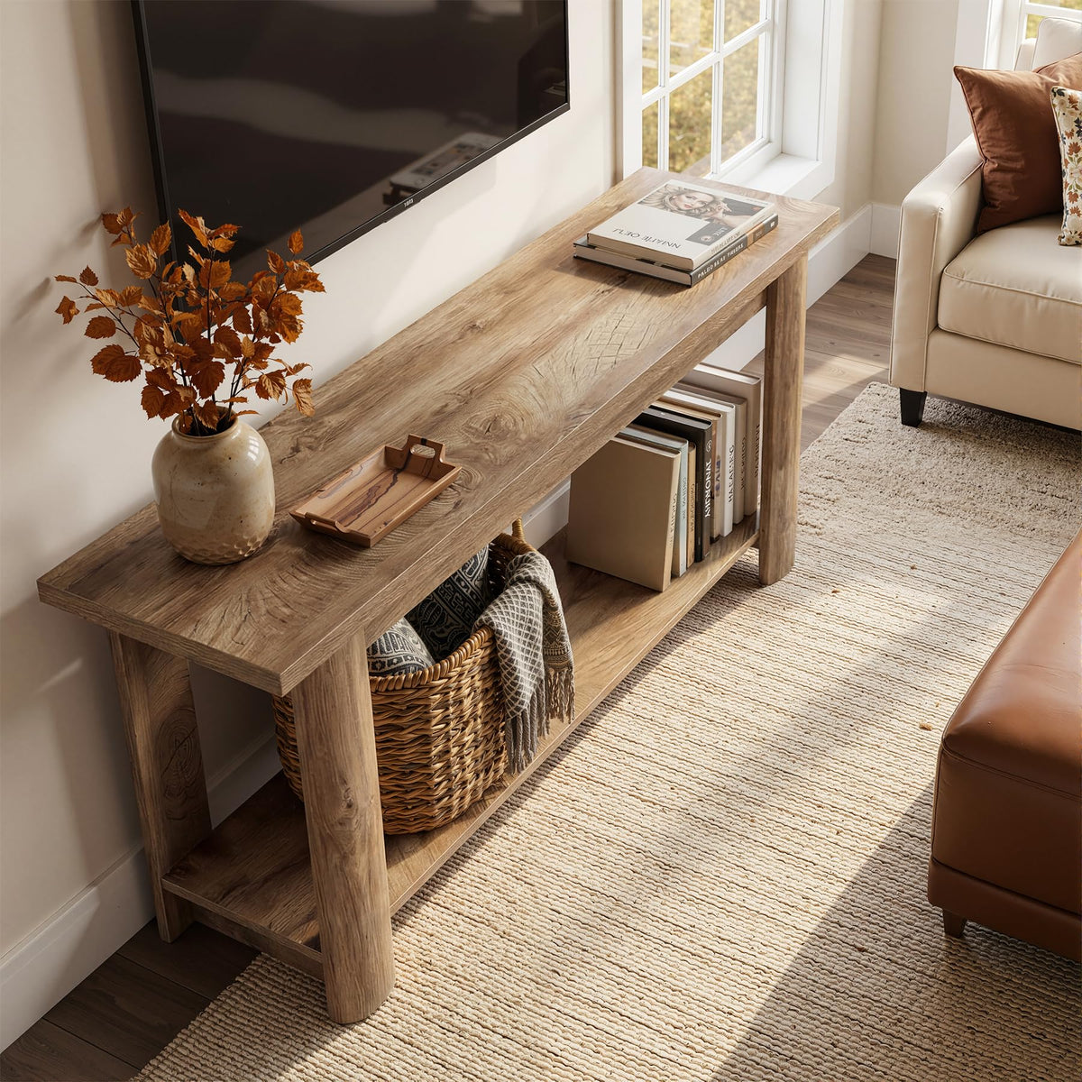65 Inch Rustic Brown TV Stand W96273
