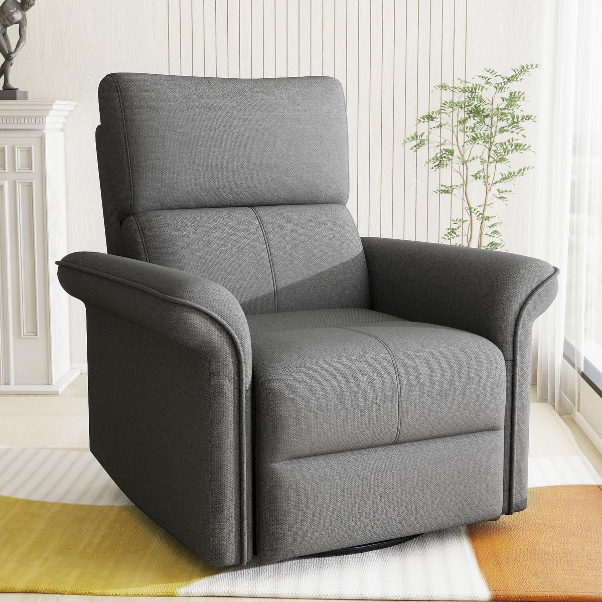 Velvet Grey Swivel Rocker Recliner Chair V884168