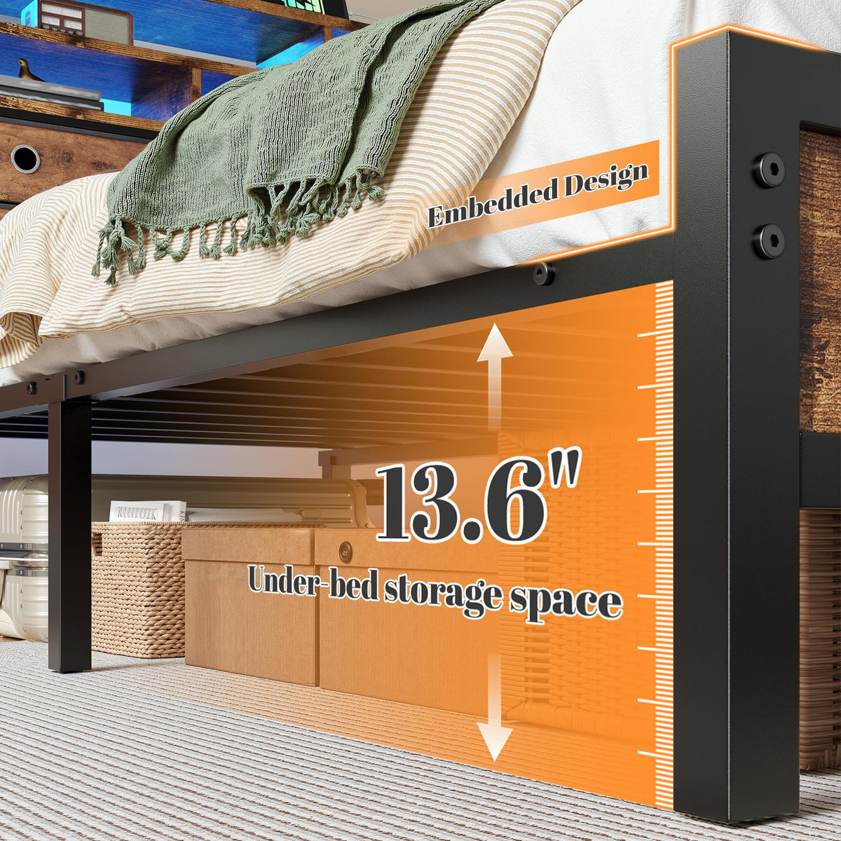 Queen Bed Frame with 4 Drawers I257