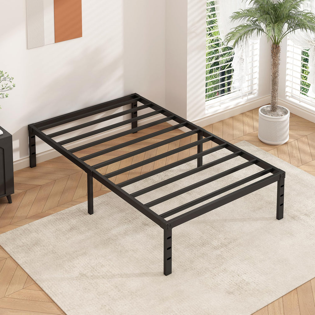 14 Inch Tall Black Metal Platform Twin Size Bed Frame C9389