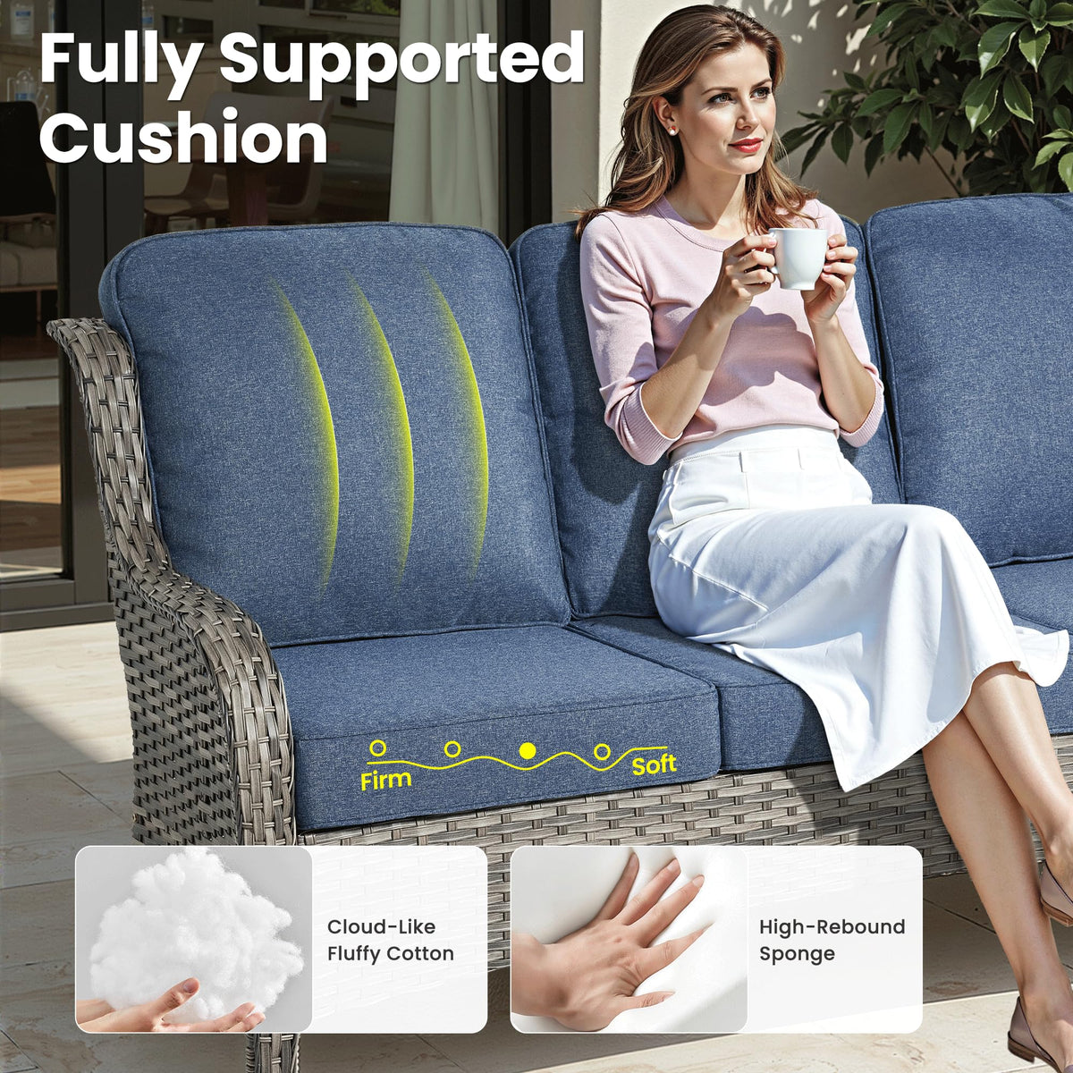 5-Piece Outdoor Wicker Sofa Set with Swivel Chairs C660419